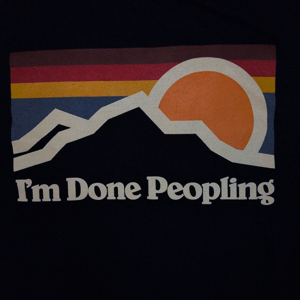 Novelty Graphic Tee Done Peopling Navy Blue Funny 100% Cotton Sz Medium - Picture 3 of 7